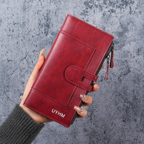 Ladies leather wallet long - wallet,