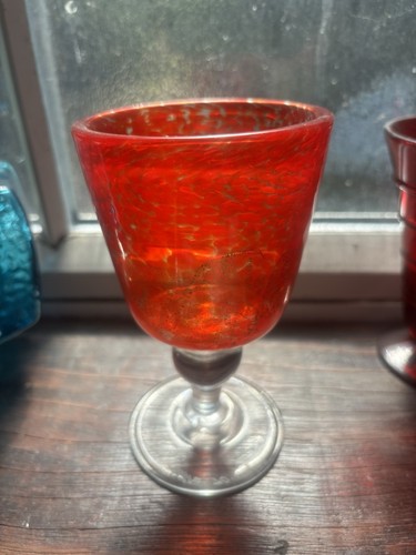 Red mdina goblet gold - red, leaf