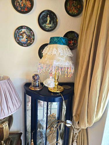 Vintage brass gold table lamp - vintage, brass/gold