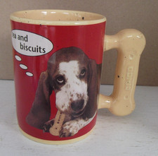 BONIO  ' TEA AND BISCUITS ' COFFEE MUG, WITH DOG CHEWING BISCUIT, GENUINE BONIO 