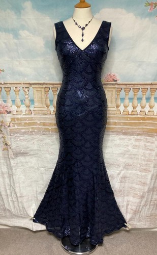 Navy blue sequin maxi dress - navy,