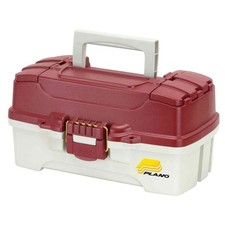Red Plastic Tool Box With One Tray Tackle Storage