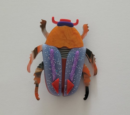 Acrylic beetle brooch - acrylic,