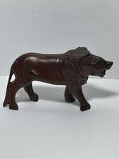 hand-carved wooden lion