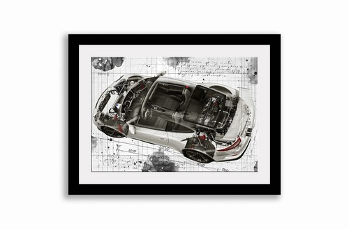 Line tech drawing porsche 911 - line,