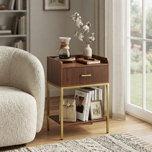 Elegant walnut nightstand with - elegant,