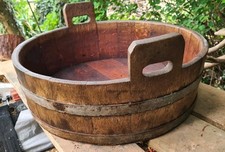 Antique Oak Coopered Cheese Vat Trough Treen Indoor Planter Tub Trugg