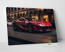 Red Car City Canvas Art Wall Art Print Picture Sports Cars Framed Decor -E417