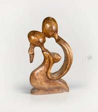 Lovers Sculpture Man Woman Unity Mahogany Minimalist Spiritual Oneness Art 20cm