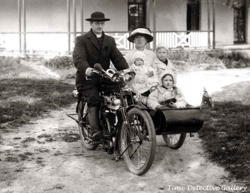 Motorcycle with sidecar - with,