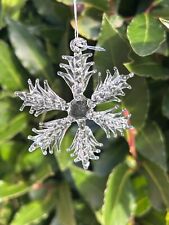 Set of 2 Glass Snowflakes Christmas Tree Hanging Decorations by Heaven Sends