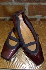 HISPANITAS "GLOVE" CLARET PATENT" WEDGE SHOES SIZE 6 VGC