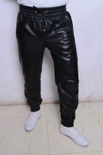 New Men's Black Leather Pant