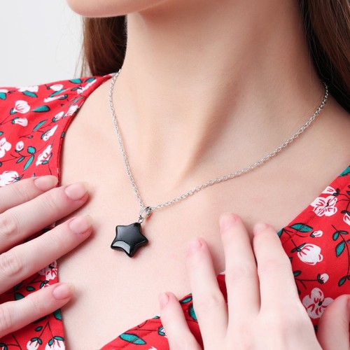 Star necklace black - necklace,