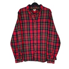L.L.BEAN Red Check Shirt Scotch Plaid Flannel Long Sleeve Cotton Womens XL