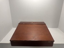 Vintage small wooden writing box, portable slope with storage compartments