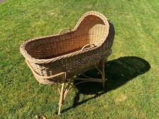 1970s Boho Bamboo Wicker Baby