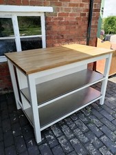 White Ikea Kitchen Island / Breakfast Bar with Stainless Steel Shelves