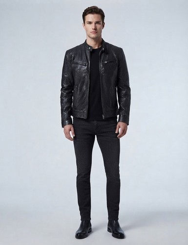 Men black cafe racer - men's, genuine