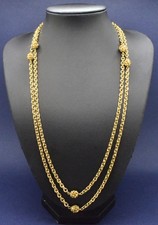 Vintage Necklace MONET 1960s Stylish Long 22kt Gold Plated Chain Jewellery