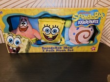 SpongeBob SquarePants 18cm Soft Plush Toy Set 3pk - Spongebob, Patrick Gary
