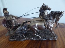 Veronese Design Roman Gladiator Chariot Horses Statue cold cast bronze, boxed