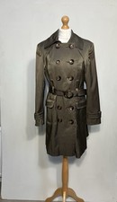 Et Vous Womens Longline Trench Coat Jacket Size UK 14 Brown Belt Smart Formal