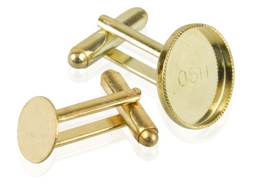 Gold plated cuff link blanks - link,