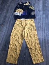 Next Top Sz 14 Mango Medium Ellasticated Trousers Lovely Mustard And Blue Set