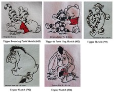 Pooh & Friends Sketch Designs - Embroidered Pers'd Cotton Bath or Hand Towel