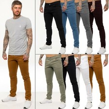 Kruze Chinos Trousers Mens Cotton Stretch Casual Slim Chino Pants UK Waist Sizes