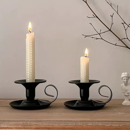 Black candle holder retro - black,