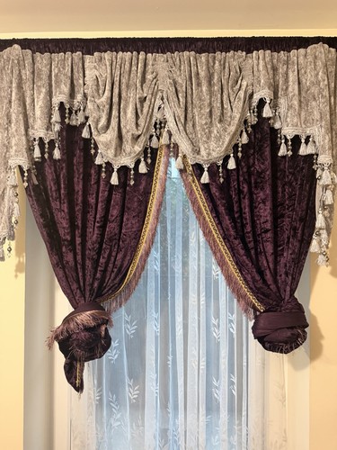 Purple velvet curtains grey - velvet,