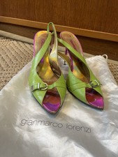 Gianmarco Lorenzi Peeptoe Stiletto Slingback Leather Shoes