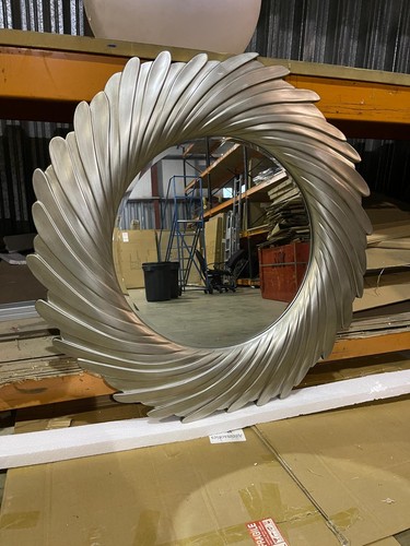 Silver round swirl wall mirror - wall,