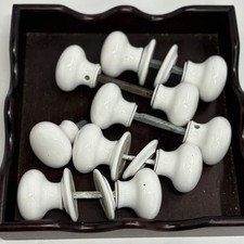 PLAIN WHITE CERAMIC DOOR KNOBS x 11 Vintage Reclaimed Set - See Size Photos