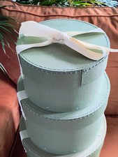 Nesting Hat Boxes Set Of 3 Sage Green Cream Ribbon Decorative Storage Boxes