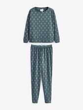 Next Women’s Blue Silver Foil 100% Cotton Long Sleeve Pyjamas Medium 12-14 BNWT