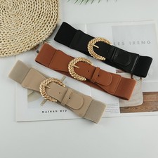 Ladies Fashion Adjustable Buckle Light Wide Elastic Waist Belt Dress Cinching