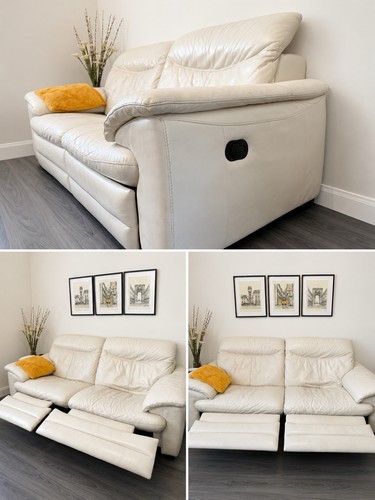 Cream leather seater - cream, 3