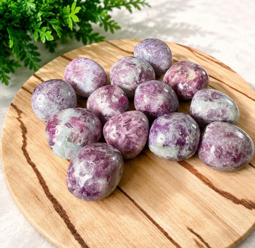 Lepidolite mica tumble stone - lepidolite,