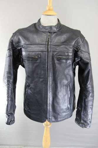 Ladies black leather biker - black,