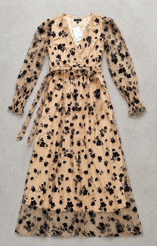 Floral mesh belted surplice - belted,
