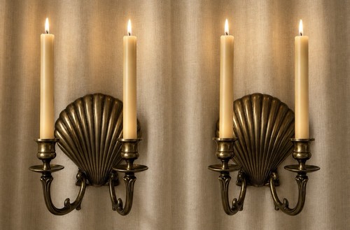 Pair double arm - of, brass