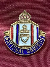 Pre 1953 Vintage National Savings pin badge Fattorini & Sons Birm Maker