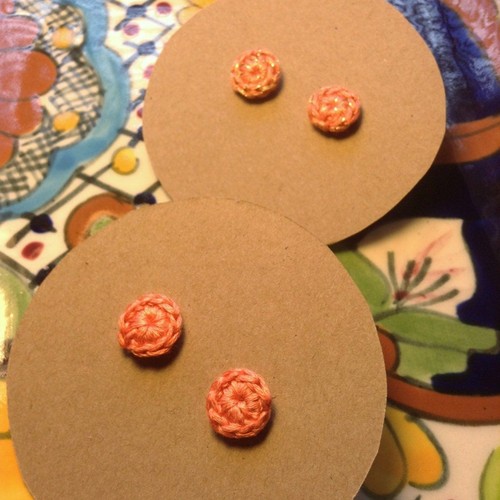Crochet button earrings - crochet, ~