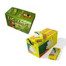 Box of Zig Zag Green Cut Corner Rolling Papers & Swan Extra Slim Filter Tips