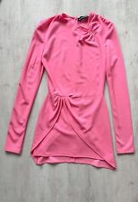 DAVID KOMA Pink Long Sleeve Wrap Detail Ruched Mini Dress