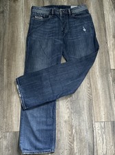 Men’s Diesel Ripped Jeans Kurren 32 Waist 32 Leg Blue Comfort Fit Denim