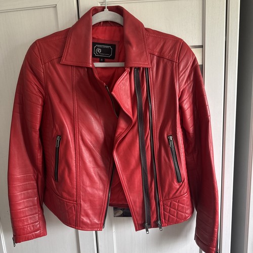 Echtes leder red leather biker - leder,